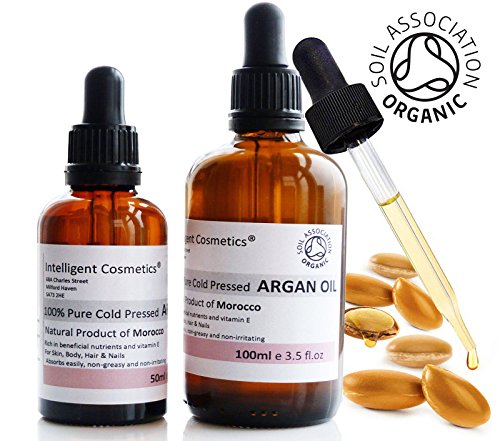 ARGAN OIL 100% Cold Pressed Pure Certified Organic Moroccan Argan Oil 50 & 100ml Supplied in Glass Dropper Bottle (100ml)