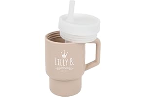 LILLY BELLY Sippy Cup – Silicone Toddler Cup – BPA-Free Baby Cup Safe for Toddlers – Easy to Clean Toddler Water Bottle – Flexible Sippy Cup 12+ Months – Baby Straw Cup with Handle 8oz (250ml) (Ivory)