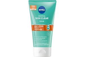 NIVEA Derma Skin Clear Ansiktsskrubb, 150 ml | Ansiktspeeling mot blemmor med salicylsyra, synbart klarare hud på 7 dagar, rensar och förfinar porer utan att torka ut
