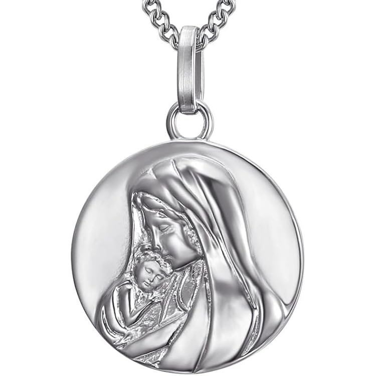 Pendentif Vierge No 15 En Acier Inoxydable - Occasion, Micro-rayures, Dimensions 4x2 Cm