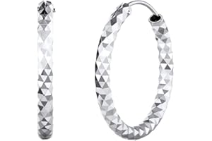 Silvora Creoles Or/Argent 925 Femme Boucles d'Oreilles Petite/Grande Creole Bijoux Cadeau Saint Valentin Fille Mariage Noël Anniversaire Ado Amour