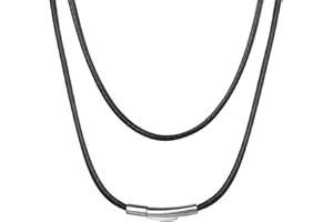 ChainsHouse Leather Necklace Braided Rope Chain with Stainless Steel Clasp 2/3mm -16 18 20 22 24 26 28 30 inch Waterproof Black Brown Cord Chain for Men Women