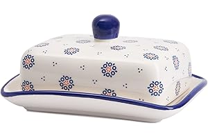 PULLMER Butterdose aus Keramik mit Deckel, dickwandiger, perfekte Aufbewahrung für Butter, rustikales Design,Butterschale, Butterbehälter, spülmaschinenfest