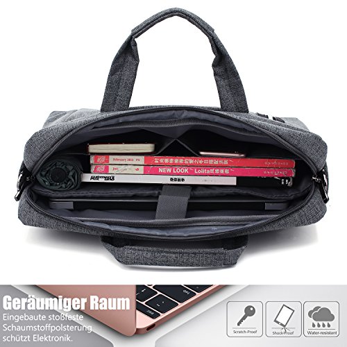 CoolBELL 15,6 Zoll Laptop Tasche mit Riemen mehrfachfach Messenger Bag Nylon Aktentasche für Männer / Damen,Grau - 3