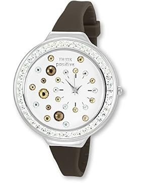 THINK positive Damen-Uhr Stardust Analog Fashion Silikon-Armband braun Quarz-Uhr UTP1011C