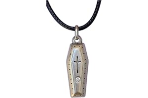 LAZZARO ITALY Mini Bara funebre placcata argento con collana - Gioiello artigianale con strass di cristallo - Ciondolo cassa da morto in miniatura H 3,5 cm