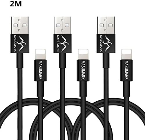 Charging Cables, MASUMARK Micro USB Lightning Cable (2M) Micro Usb Cable for iPhone 7/ 7 Plus/ 6S/ 6 Plus/ 6S Plus/ 5S/ 5C/ SE/ iPad Air/ Mini/ iPod Nano 7 7th Gen, iOS 8,9,10 - Black 6FT 3FT 10Pack (2M, 3 Pack)