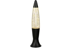 EASYLIGHT Lampada Lava Glitter Nero Opaco Oro 40 cm G9 Design Retrò Lampada da tavolo Luce d'atmosfera ROXY