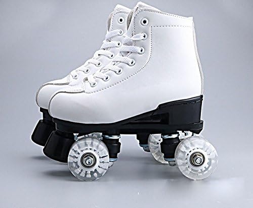 YUC White Rollerblade Adult Rollerblades Pattern Men and Women Roller Skates,Flash wheel,33