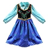 iEFiEL Eiskönigin Prinzessin Kostüm Mädchen Kleid Kinder Verkleidung Karneval Party Cosplay (104-110 (Herstellergröße 120), Rot+Blau) -