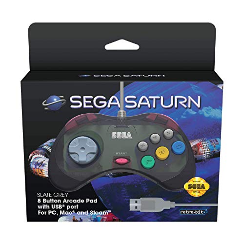 Retrobit - SEGA Saturn manette filaire 8 boutons - connexion USB - Grise