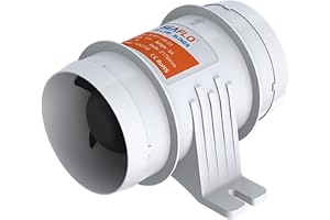 lighteu®, havsflöde, 3 tum (3 tum) 145 CFM i linje, blomfläkt 12 V DC-luftare med hög effektivitet, korrosionsbeständigt hölj