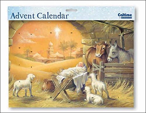Landscape Advent Calendar (WDM0401) Caltime - Jesus In A Manger - Glitter Varnished