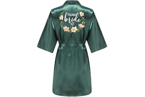 JPHCHSC Damen Brautjungfern Roben Kimono Badmantel Braut Morgenmantel Kimono Kurz Bademantel Satin Robe für Hochzeit Party Pool Party und Pajama Party