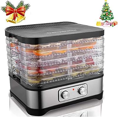 Hopekings Déshydrateur Alimentaire 5 Plateaux, Déshydrateur Électrique Pour Fruits, Légumes et Viandes, Thermostat Réglable 35°C-70°C, 250W