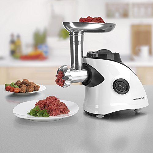 gourmetmaxx 09899 mechanischer Fleischwolf Küchenprofi mit Mix-Aufsatz 2-in-1| 450 W | Edelstahl | Mixer, weiß - 3