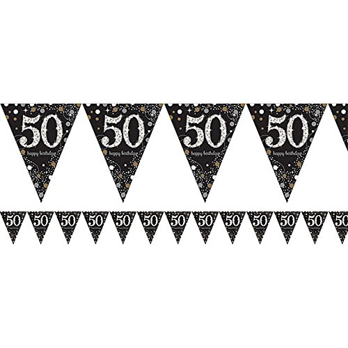 Komplette FesteFeiern® Dekoration zum 50. Geburtstag | Geburtstags Deko 50 | 31 Teile gold schwarz silber mit Luftballon | Party Deko Set happy birthday 50 - 2