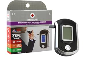 KIKSAFE Alcol Test etilometro Professionale | Etilometro Digitale ad Alta Precisione | 3 unità di Misura | Sensore a Superficie Piatta
