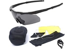 TS TAC-SKY Tactical Eyewear Anti Fog Glasses, Sportbrille Sonnenbrille mit 3 austauschbaren Gläsern Unisex Schießbrille, UV400 Schutz Airsoft Goggle (Color : G2-BK)