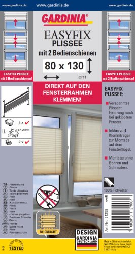 Gardinia 31259 Easyfix Plissee mit 2 Bedienschienen, 80 cm x 130 cm, weiß - 7