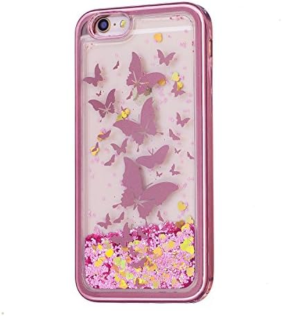 iPhone SE Case,iPhone 5S/5 Case [with Free Screen Protector],Kwapo® Creative Design Flowing Liquid Floating Flowing Bling Shiny Sparkle Glitter Crystal Clear TPU Case Protective Shell Case Cover For Apple iPhone 5/iPhone 5S/iPhone SE - Butterfly