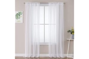 MIULEE Cortinas Poliéster Translucida de Dormitorio Moderno Ventana Visillos Salon para Sala Cuarto Dormitorio Comedor Salon Cocina Salón de 2 Unidades 140 x 145 cm Blanco