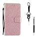 Produktbild Google Pixel Hülle, SsHhUu Echt PU Leder Hülle [Sun Flower] Kartenfach Standfunktion Magnet Ledertasche mit Schlaufenclip + Schreibkopf für Google Pixel (5.0 Zoll) Rose Gold