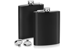 LUOJINYI 2 petacas de acero inoxidable para licores, 227 ml, petaca de acero inoxidable y embudo, adecuado para llevar alcohol, hombres y mujeres para whisky, ron y vodka