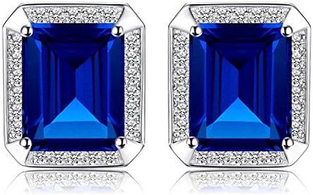 JewelryPalace Men Luxury 8.6ct Created Blue Sapphire Wedding Cufflinks 925 Sterling Sliver