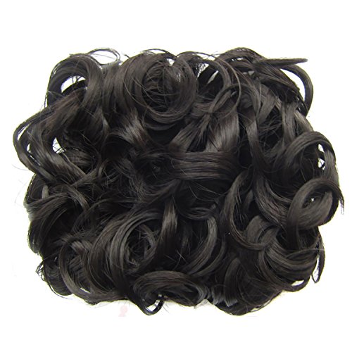 Feshfen Short Messy Curly Hair Bun Piece Up Do Drawstring Ponytail