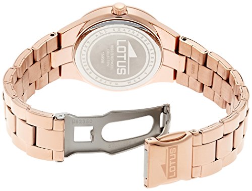 Lotus  0 - Reloj de cuarzo para mujer, con correa de acero inoxidable, color oro rosa