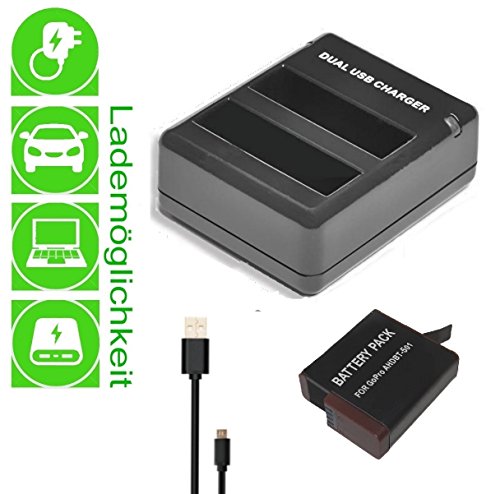 LOOKit-3-Kanal-Ladegert-3x-LOOKit-Premium-Akku-fr-GoPro-Hero-5-Black-GoPro-Hero-5-Silver-1220mAh-Hero5-ersetzt-AHDBT-501-Li-Ion-hero5-gopro5-hero-5-gopro-5-gopro-hero-5
