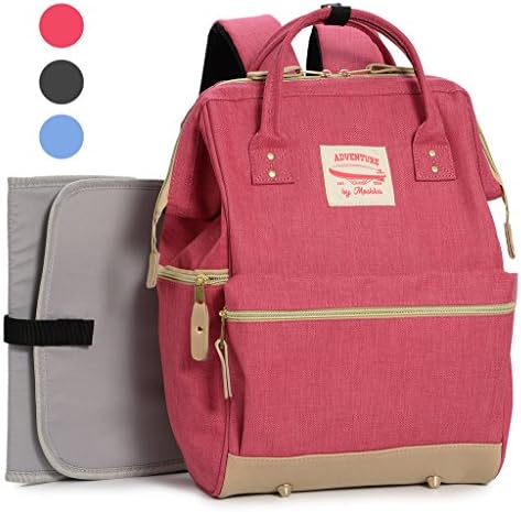 Wide Open Designer Baby Diaper Backpack By Moskka-Travel Bag, Nappy Tote Bag w/ Stroller Straps, Changing Pad &amp; Insulated Pocket For Boy - Pink