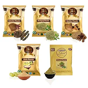 Online Quality Store Reetha amla shikakai bhringraj mehandi Powder for Hairs |Aritha|Reetha|Ritha|Soapnuts (Sapindus Mukorossi) |Indian Gooseberry |Shikakai, Acacia Concinna |Eclipta alba |herbal heena powered for hair,250g