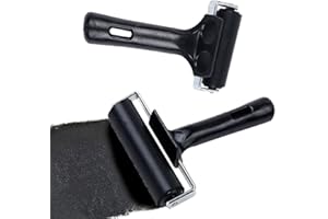 Dtoterul Gummiwalze 2 Stück Linolwalze Schwarz Gummiroller Andrückroller Hartgummiwalze Gummi Brayer Roller Gummiwalze Roller Linolfarbwalze mit Griff für Blockdruck und Handwerk (6cm,10cm)