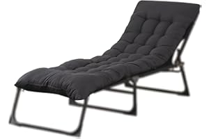 BSTSEL 10/12 cm Thick Sun Lounger Cushion Pad Replacement Garden Recliner Chair Cushion 160/170/190 cm Length Garden Sunloungers Cushion for Rocking Lounge Chair Indoor Outdoor (170 * 50 * 10 Black)