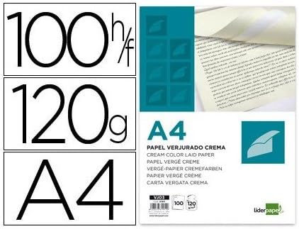 Laid paper, COLOR Cream, watermarked UNICOLOR 120 gr / m² Box of 100 sheets DIN A4