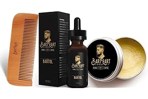 BARTZART SHABO BartZart Bartöl Set Marrakesch mit Zedernholz I Aus hochwertigem Bartöl, natürlichem Bartwachs & Bartkamm aus Holz | Bartpflegeset für Herren