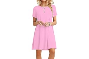 Zeagoo Vestido de verano para mujer, manga corta, holgado, largo hasta la rodilla, cuello redondo, vestido de verano para la playa