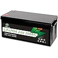 HiXiMi 24V 200Ah LiFePO4 Lithium Battery, Lithium Iron Phosphate Rechargeable Battery with 200A BMS For Solar Systems, RV, Boats, Camping, Camping, UPS Power Supply