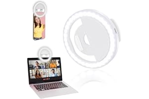 OSDUE Selfie-ringlampa för telefon, uppladdningsbar bärbar clip-on ringlampa med 36 lysdioder för bärbar dator zoom makeup vlog och videokonferens