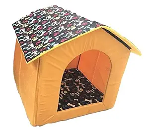 The DDS Store Foldable Velvet Fabric Pet House, Small (Colour May Vary)