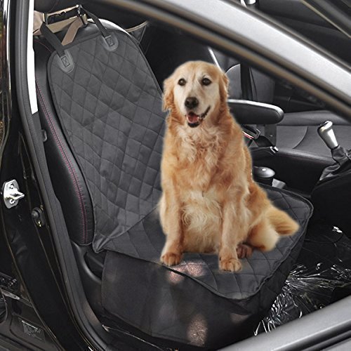 Pettom Funda de Perro Cubierta de Asiento Delantera de Coche Manta de Perro Funda Antideslizante e Impermeable, Color Negro