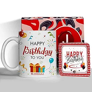 Jhingalala Gift for Birthday | Happy Birthday to You Printed Coffee Mug with Greeting Card | Birthday Gift for Brother, Sister, Son, Daughter, Husband, Wife, Girls, Boys, Mom, Dad on Birthday