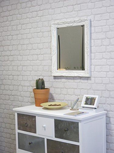 My Flair Spiegel 52×62 cm im Barock-Stil, Wandspiegel, Standspiegel, mit Rahmen weiss 0905HH - 2