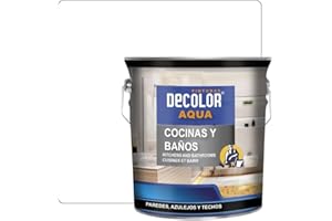 PINTURAS DECOLOR - Cocinas y Baños. Pintura Satinada al Agua para Azulejos, Paredes y Techos.(BLANCO PURO) 750ml