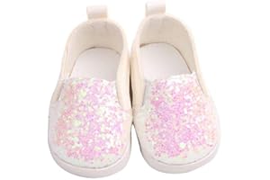 DUORUI Zapatos de Muñeca Zapatillas de Deporte Casuales para Muñeca New Born Baby de 18 Pulgadas con Lentejuelas