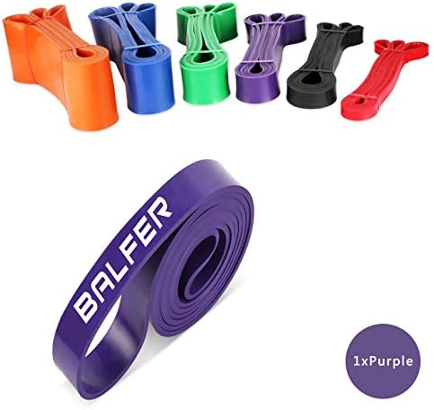 Resistance Band BALFER Exercise Training Assist Pull up Workout Bands Loop Heavy Duty for Stretching Strength Weight Training and Yoga – Single Band(Violet, 35-85 lbs)