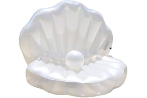 ITONASH Flotteur gonflable en coquillages géants avec boule de perles, nacre, chaise de radeau flottante pour piscine, fête d'été, plage, 160 x 130 x 130 cm