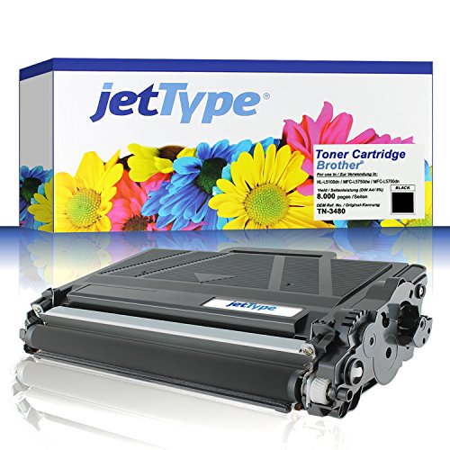 jetType Toner ersetzt Brother TN-3480 für HL-L5100dn / MFC-L5750dw / MFC-L5700dn / HL-L5100dntt, schwarz, 8.000 Seiten